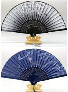 Antique Folding Fan, Bamboo Fan, Chinese Silk Fan, Chinese Role-Playing Fan, Dance Fan, Mask Fan, Handheld Bamboo Silk Folding Fan, Clothing Accessories, Dance Performance Props, Classic Ancient Chinese Pattern Folding Fan, Japanese Landscape Dance Performance Fan, Disco Fan, Charming And Elegant Retro Style Of China And Japan, Best Gift For Women
