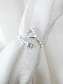 Kit With Two Heart And Zirconia Phalanx Rings And Two Zirconias Silver Plated - Bạc - Xem 7