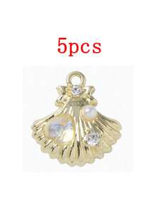 Set de 5 piezas de accesorios de estilo coreano con encantos de nube dulce y concha, material de aleación para manualidades de joyería, aretes, pulseras, collares, decoraciones para uso diario de mujeres