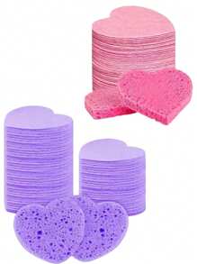 10/20/30/50 Stücke herzförmige komprimierte Gesichts-Reinigungsschwämme, für die Gesichtsreinigung, Massage, Peeling, Gesichtsmaske, Make-up-Entfernung - ultra-weicher exfolierender Make-up-Entferner für tiefe Reinigung, parfümfrei, unisex, Reise-Hautpflege-Grundbedarf, Herzdesign, sanftes Scrub-Material