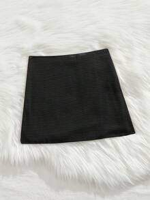 Miturn Conjunto de falda y vestido de playa con abertura lateral y decoración metálica, para vacaciones de verano - Negro - Ver 2