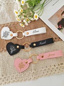 1 pezzo Portachiavi personalizzato in pelle sintetica, con fiori e nome personalizzati, anello portachiavi in pelle, targhetta per borsa, regalo nuovo per la casa, regalo di compleanno per lei, regalo festivo. Questo è un pezzo versatile.