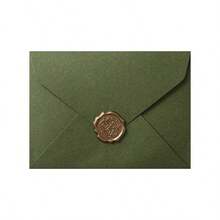 15pcs Classic Green Envelopes, Thick Touch Paper, Western-Style Envelopes, Solid Color Envelopes, Suitable For Parties, Wedding Invitations, Greeting Cards, Decorative Envelopes, Festival Greeting Cards, Love Letters, Retro Literature Envelopes, Set (5pcs Envelopes +5pcs Cards +5pcs Lacquer Stickers)