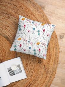 2pcs Ditsy Floral Pattern Decorative Throw Pillow Cases, Letter Print Square Pillowcase Without Filler, Cute Cushion Covers For Sofa, Living Room