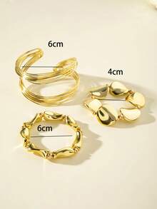 imoli 3 件时尚夸张不对称 CCB 几何线环串珠粗款珠宝手链和袖口套装