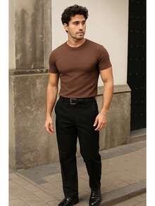 Men's Casual T-Shirt Slim Fit Basic Social Fashion - Rỉ Nâu - Xem 2