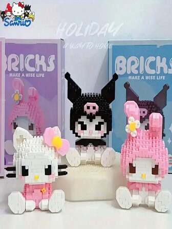 Sanrio Charakter-Baustein-Set – , , ,  – DIY-Baustein-Modell-Set – Sammelbare Schreibtisch-Dekorationspuppen – Lern-Puzzle-Spielzeug für Jugendliche und Erwachsene ab 14 Jahren – ABS-Material – Kreative Geschenke für Geburtstage und Weihnachten