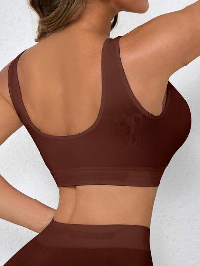 Women Breathable Seamless Sports Bras, Padless Thin Racerback Camisoles Exercise view 5