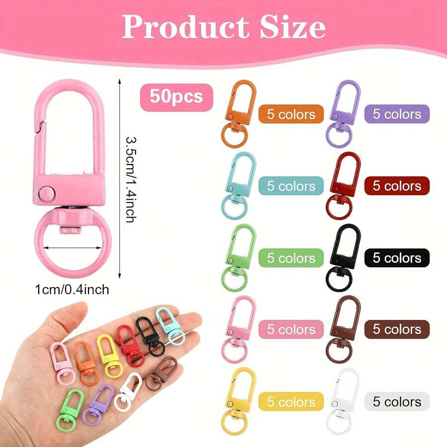 10/20/30/50pcs Colorful Keychain Set With Lobster Clasp Swivel Spring Hook, Decorative For Dog Leash, Handbag, DIY Pendant Craft Accessories