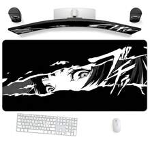 1 extra grote anime-meisjes gaming-muismat - rubbermateriaal, langwerpige rechthoekige vorm, nauwkeurig vergrendelde randen, wasbaar en antislip bureau-onderlegger voor computer- en e-sports