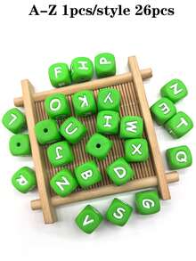 26pcs Silicone Beads, 12mm Square Letter Loose Spacer Beads, Suitable For Handmade DIY Jewelry Making, Bracelets, Necklaces, Keychains / Pen Beads, Mobile Phone Pendants, Bag Accessories, Birthday Gifts, Gifts For Women