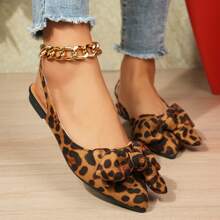 Women's Fashion Cute Bow Decor Adjustable Flat Point Toe Sandals