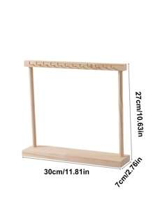 1 pieza Soporte multifuncional de nogal/color madera, soporte de exhibición para llaveros, soporte de exhibición de joyas de madera maciza con ganchos, estante colgante pequeño de accesorios con gancho, soporte de exhibición de pulseras y aretes, vuelta al colegio