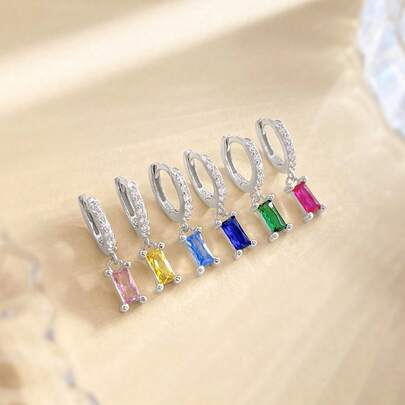 1Pair Water Droplet Birthstone Drop Earrings For Women S925 Sterling Silver 12 Month Personalized Earrings Fine Jewelry Birthday Gift