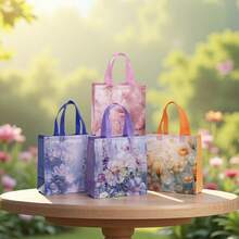 12 قطعة / مجموعة أكياس قماش غير منسوجة بنقوش زهرية، هدايا عيد، حفلات عيد الميلاد، التعبئة والتغليف، حقائب تسوق، أكياس مقاومة للماء