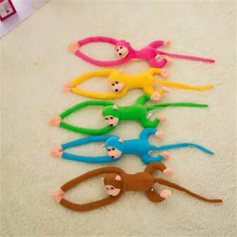 70cm/27.55in Long-Armed Monkey Plush Toy - Ultra-Soft Stretchable Limbs & 10 Vibrant Colors | Jungle-Themed Nursery Decor, Sensory Play & Stress Relief Gift For Kids Adults,Fun Room Decor, Birthday Gift