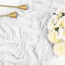 1 pieza Camino de mesa de gasa transparente con estampado bohemio de queso, decoración de mesa transparente rústica vintage para boda, baby shower, mesas largas