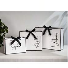 Personalized Christmas Gift Bags, Christmas Gift Bags, Custom Christmas Gift Bags, Christmas Party Gift Bags, Christmas Eve Gift Bags, Personalized Name Gift Bags, Ribbon Tie Gift Bags, Thank You Gift Bags, Birthday Gift Bags, Wedding Gift Bags, Bridesmaid Gift Bags, Casual Urban - White Black Frame Gift Bag - View 6