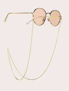 1pc Minimalist Fashion Metal Eyeglasses Chain, Unisex Non-Slip Stylish Eyewear Strap - Gold - View 5