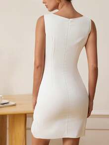 Váy ngắn không tay nơ cho nữ - trắng - Xem 2