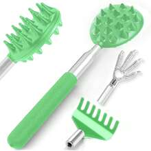 Rascador de espalda telescópico con 3 cabezales de rascado desmontables, rascador de cactus de viaje mini rascador de espalda, regalo del Día del Padre para hombres, rascador de espalda para hombres/padres/mujeres, Gua Sha, drenaje linfático, celulitis, rascadores de espalda, escuela, vuelta al cole, viaje, artículos de viaje, artículos del hogar, spa, herramienta de masaje, masaje, masajeador, spa