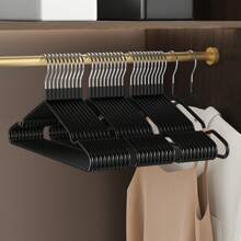 10pcsNewly Made Thick Clothes Hanger With Plastic Coating, Adult Clothes Hanger With Plastic Coating, Anti Slip And Traceless Clothes Support, Drying Rack