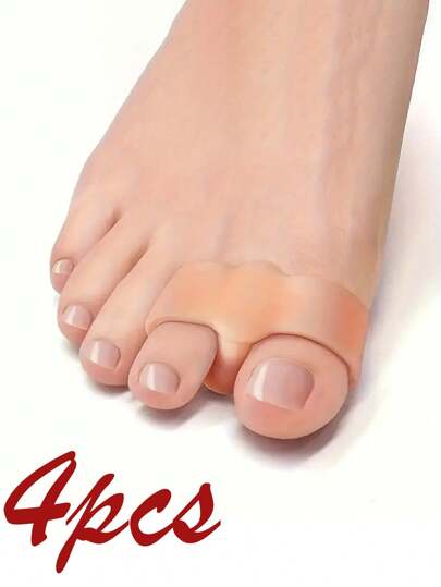 4pcs/2pcs Soft Rubber Toe Divider With 2 Rings, Silicone Toe Spacer, Suitable For Yoga And Daily Relaxation, Flexible, Reusable Design, Toe Extender, Suitable For Foot Care In Both Men And Women