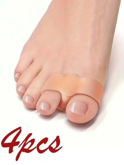 4 piezas/2 piezas Separador de dedos de goma suave con 2 anillos, espaciador de dedos de silicona, apto para yoga y relajación diaria, diseño flexible y reutilizable, extensor de dedos, apto para cuidado de los pies tanto en hombres como en mujeres