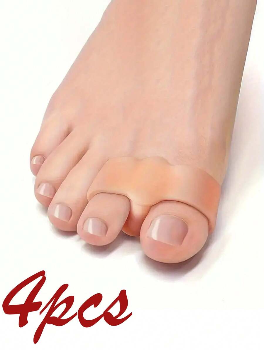 4 piezas/2 piezas Separador de dedos de goma suave con 2 anillos, espaciador de dedos de silicona, apto para yoga y relajación diaria, diseño flexible y reutilizable, extensor de dedos, apto para cuidado de los pies tanto en hombres como en mujeres