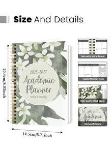 1本2025-2027学年周/月计划笔记本，2025年6月-2027年7月，5.7英寸 x 8英寸，A5月计划笔记本，带笔记功能，防水封面，个人日记，办公及学习用品 - 彩色 - 查看 7