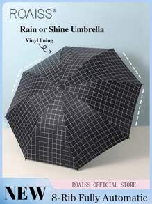 1 Stück Unisex Multifunktionsschirm, Stahlrippen windfest, Vinylbespannung wärmeisolierend und wasserdicht, 8 Rippen 3-fach faltbar, kompaktes Design, UV-Schutzfaktor 40 für Sommer-Abkühlung, Strand, Reise
