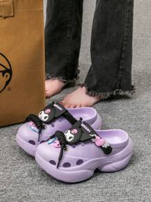 Sanrio 3 piezas Zapatillas perforadas con personajes de Sanrio, zapatos de agua para exteriores para mujeres