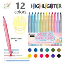 Juego de 6 piezas/12 piezas/24 piezas de bolígrafos fluorescentes de doble cabeza, marcadores fluorescentes de colores para resaltar, dibujar y volver a la escuela