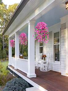 6/4/2 件丝绸牵牛花与桉树叶壁挂人造植物，适用于秋冬装饰、圣诞装饰、家居装饰、房间装饰、花园装饰、教室装饰、卧室装饰、婚礼装饰、新娘送礼会、派对装饰、迎婴派对、婚礼、庭院装饰