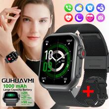 GUHUAVMI GUHUAVMI Smart Watch For Women Men, Wireless Calling/Dial, Incoming Call/SMS Reminder, Alarm Clock, 1000mAh Battery, Fitness Tracker With Pedometer/Sleep Monitoring, 1.85inch Full Screen Touch Smartwatch Ultra 2, Compatible With Android IOS