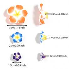 10 件/包各种尺寸和颜色随机的软陶瓷鸡蛋花珠，可爱的彩色花朵 DIY 珠子适合制作手机挂饰、钥匙扣、吊坠、手链、项链、珠宝装饰