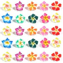 10 件/包各种尺寸和颜色随机的软陶瓷鸡蛋花珠，可爱的彩色花朵 DIY 珠子适合制作手机挂饰、钥匙扣、吊坠、手链、项链、珠宝装饰