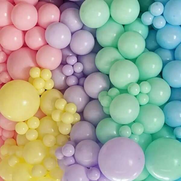 12 Inch Macaron Mixed Color Latex Balloons With Ribbons (Random Color), Wedding Decoration, Birthday Decoration, Anniversary Decoration, Holiday Celebration Decoration, Christmas Indoor Decoration, Party Supplies
