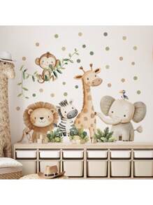 2 Stücke niedliche Boho Tier Wandaufkleber, süßes Elefant Giraffe Blatt Design - PVC abnehmbare Aufkleber für Schlafzimmer, Wohnzimmer & Badezimmer Wanddekoration & Heim Ästhetik