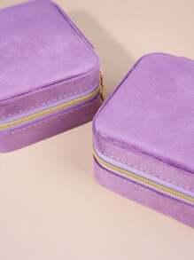 1pc Women Velvet Jewelry Box, Jewelry Storage Case, Travel Jewelry Organizer, Dual-Layer Portable Mini Jewelry Display And Storage Box, Suitable For Earrings, Rings, Necklaces, Bracelets, Nail Art, Mother's Day, Christmas, Halloween Gift For Her For Women Storage Organizer Travel Essentials Back To School Dormitory Storage