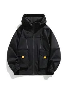 Chaqueta con capucha ligera, casual, transpirable, cortavientos, para hombre, para primavera/otoño, con cremallera