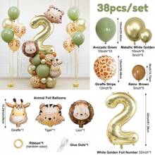 Set di 38 palloncini foil a forma di animali e numeri - palloncini foil a forma di leone, giraffa, tigre, avocado e marrone per decorazioni di feste di compleanno a tema, baby shower, rivelazione del sesso, feste estive e decorazioni primaverili