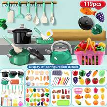 Children's Kitchen Toy Accessories, Simulated Cooking Toy Set With Toy Pots And Pans, Tableware Cookware Toys, Toy Food Set, Toy Vegetables, Suitable For Boys And Girls Over 3 Years Old Birthday Gifts, Learning Gifts, Halloween, Christmas Gifts - Multicolor - View 4