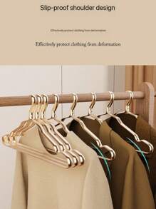 3/5/10pcs Space Aluminum Alloy Hanger Household Clothes Hanger Non-Slip Traceless Clothes Holder Stainless Steel Clothes Hanger Light Luxury Gold Anti-Slip