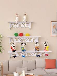 1pc Simple Wall Decor Storage Rack, Living Room Display Shelf For Plants, Trophies, Bedroom Wall Hanging Organizer Rack, Versatile Creative Combination Wall Shelves - White - View 3