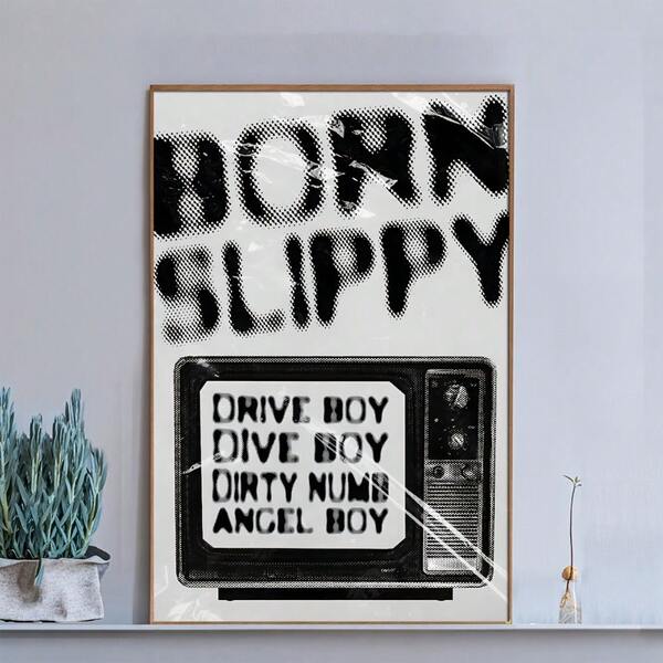 1pc Modern Art, Born Slippy Underworld Music Poster, Wall Art House Music Bold Lyrics Canvas Painting Ideal Gift For Bedroom Living Room Corridor, Wall Art, Wall Decor, Winter Decor, Room Decoration Decor Optional Frame ,Wall Art With Frame