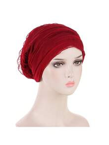 1pc Daily Life Casual Headscarf, Versatile Headwrap & Scrunchie - Burgundy - View 12