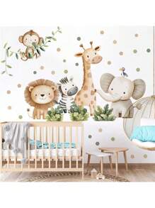 2 Stücke niedliche Boho Tier Wandaufkleber, süßes Elefant Giraffe Blatt Design - PVC abnehmbare Aufkleber für Schlafzimmer, Wohnzimmer & Badezimmer Wanddekoration & Heim Ästhetik