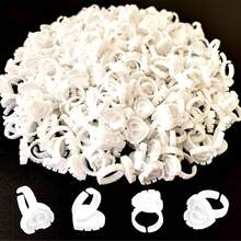 Anillos con forma de corazón para extensiones de pestañas - Portador de pegamento para pestañas 50/100/200/300 piezas, taza para abanico de volumen para suministros de extensión de pestañas