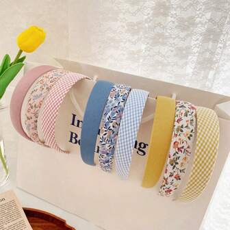 Set de 9 diademas de mujer con perlas de tela de estilo simple, accesorios de moda para el cabello, diademas, decoración del cabello, para uso diario, accesorios de vestir, aros para el cabello para mujeres